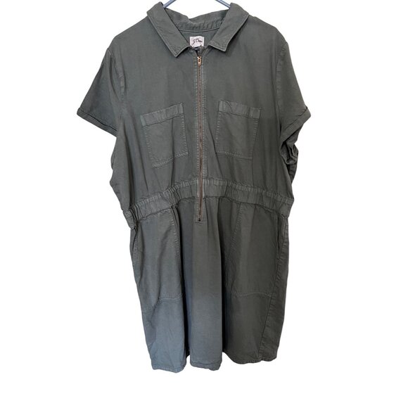 J. Crew Re-Imagined Womens Green Zip-Up Dress Size 24 - Picture 1 of 14